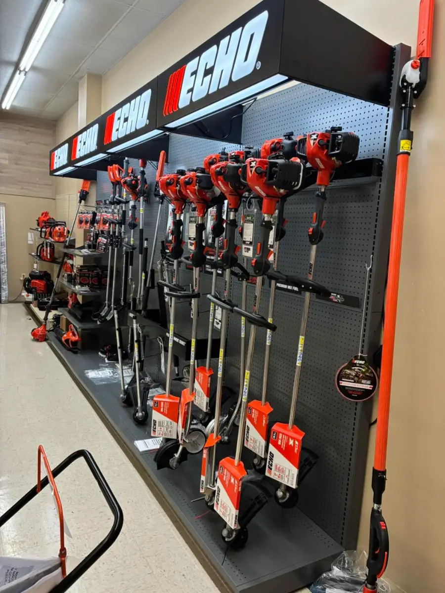 Echo trimmers and handheld power equipment rack